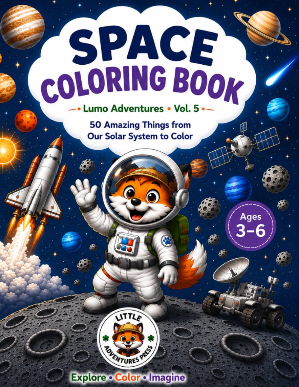 Space Coloring Book: 50 Amazing Things from Our Solar System to color (Lumo Adventures)