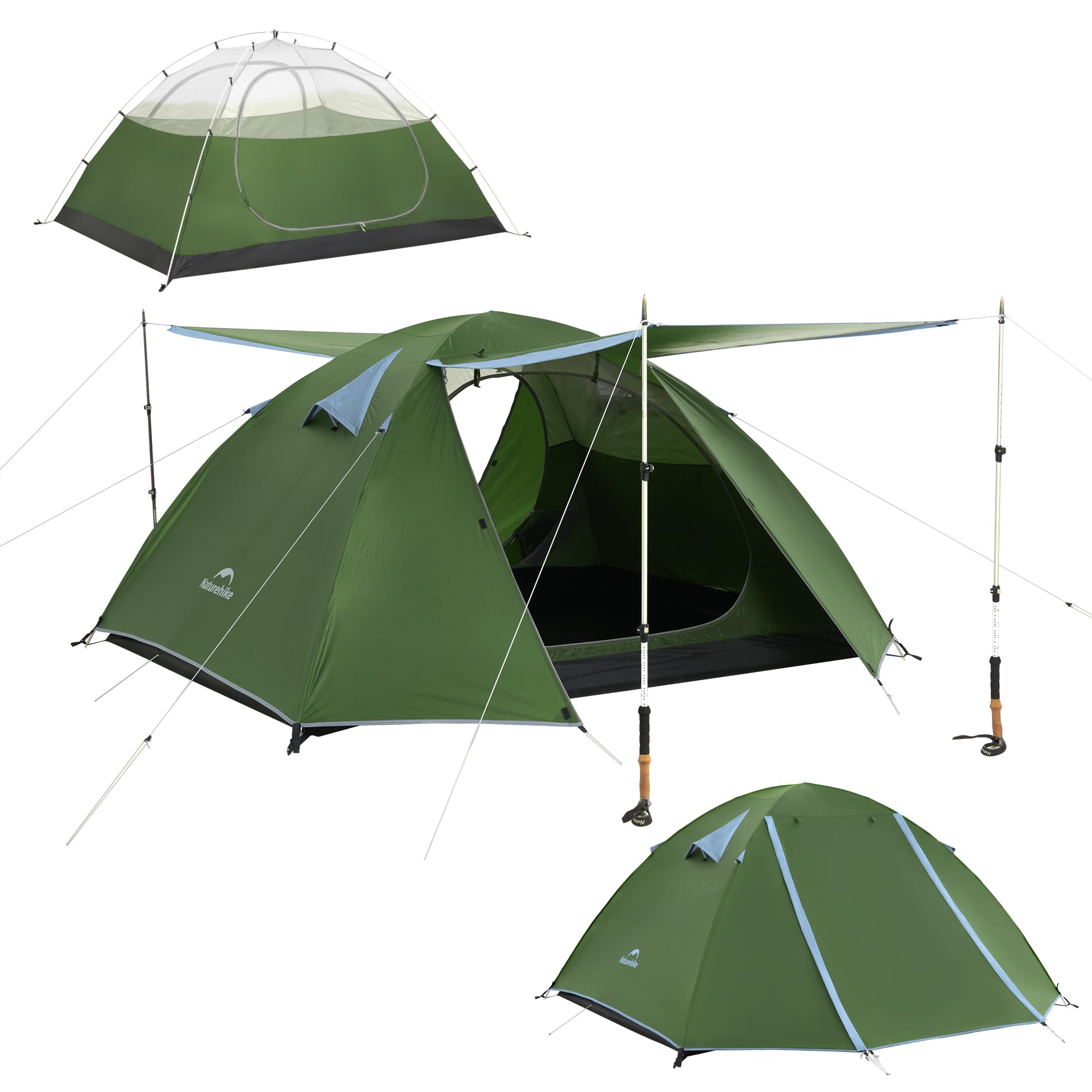 Naturehike Bleik - Tienda de campaña ultraligera para 2-3 personas, con 2 baldas para camping, senderismo y ciclismo