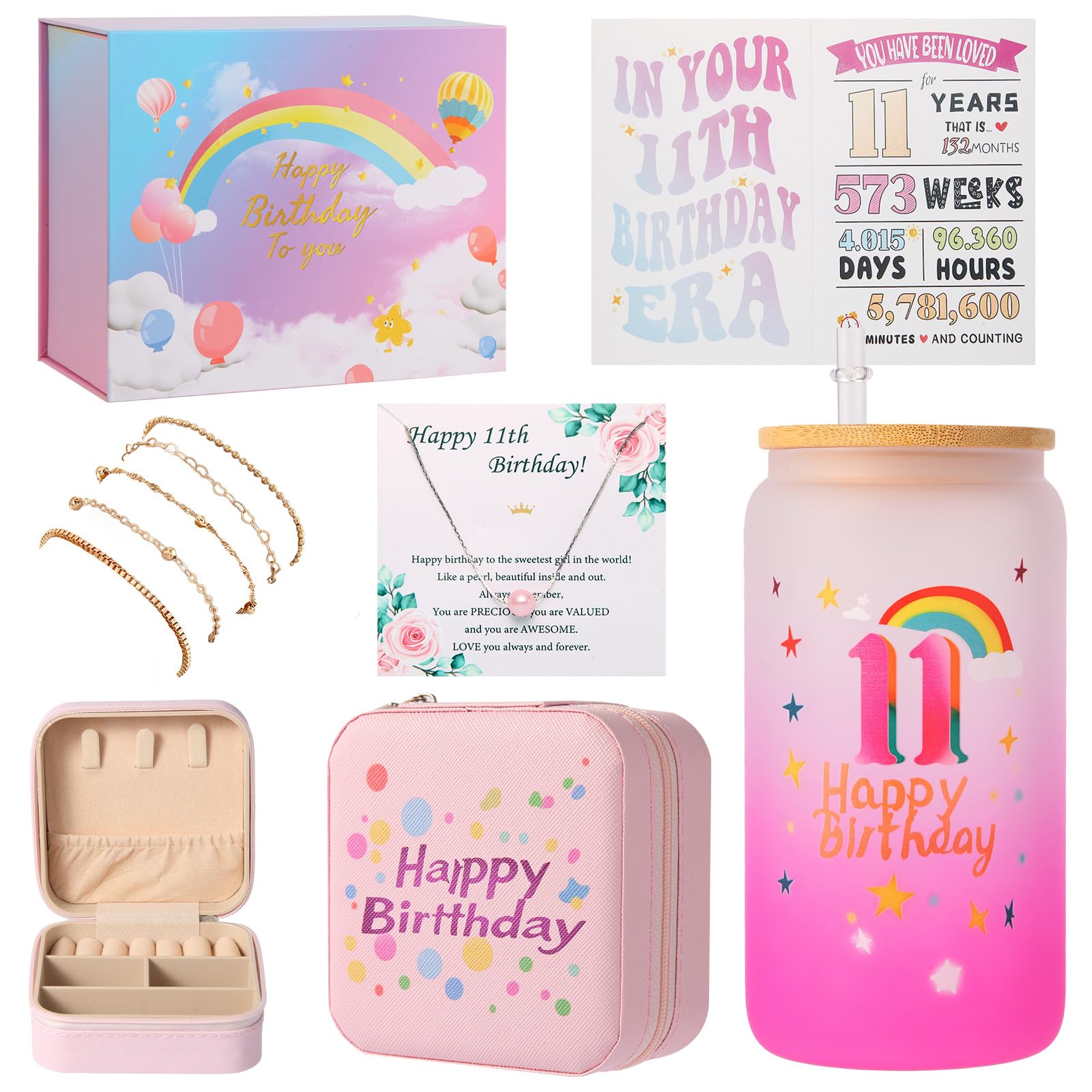 Azorlutee 11 Year Old Girl Gifts, Unique 11 Birthday Gift Set of 5- Cool Stuff, 11th Birthday Gift for Girls Daughter, Niece, Sister, Granddaughter Gift Ideas