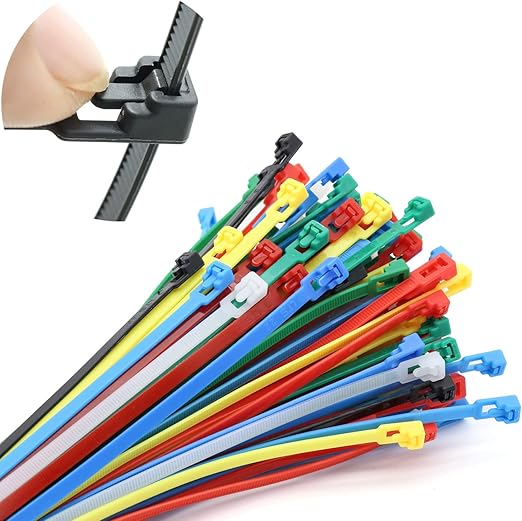 MgcTolBox Coloured Cable Ties 200mm, 8" Reusable Zip TiesRed/Yellow