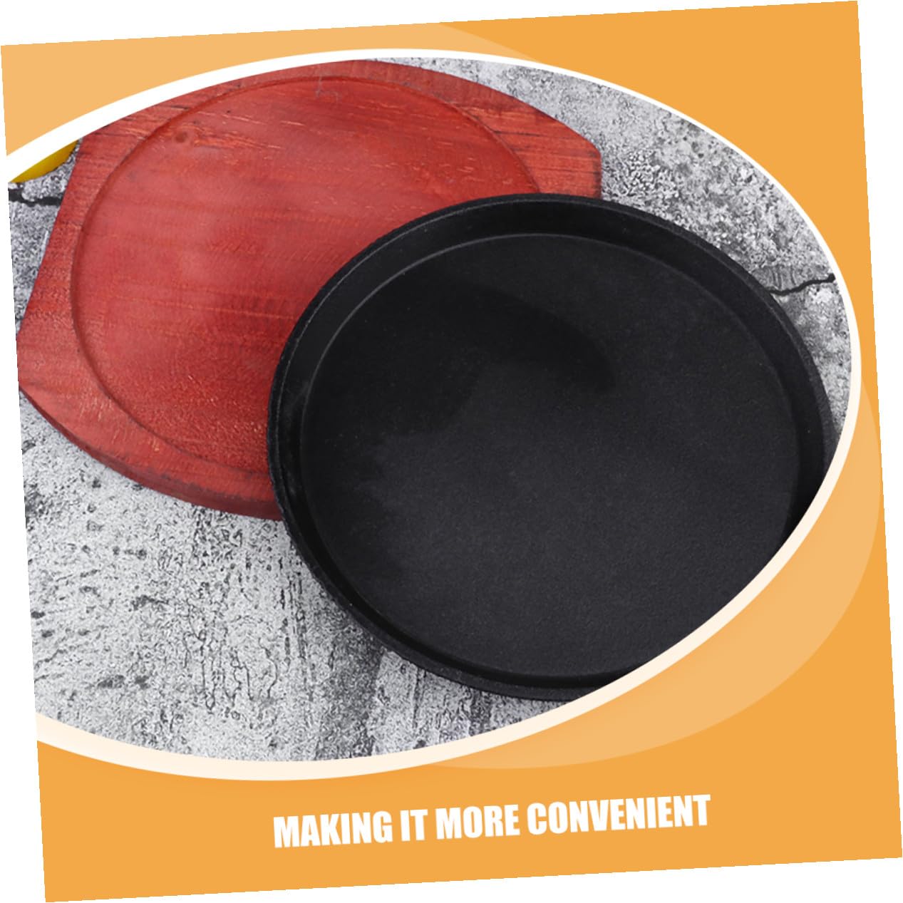 Gatuida Piastra Ghisa per Barbecue Piastra Riscaldante in Legno in Ghisa Spessa Design Rotondo Facile da Pulire Adatto per Cottura Induzione per Ristorante Domestico