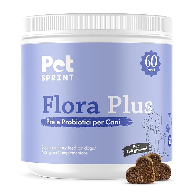 Pet Sprint Flora Plus - Probióticos para perros, 180 g, 60 dosis, soporte digestivo