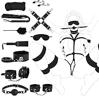 Vista 9 de Kit de Restricciones BDSM para Sexo Bondage - UTIMI Conjunto de Restricciones Mejorado con Esposas Ajustables Collar Tobillera Dados Cuentas Tapón
