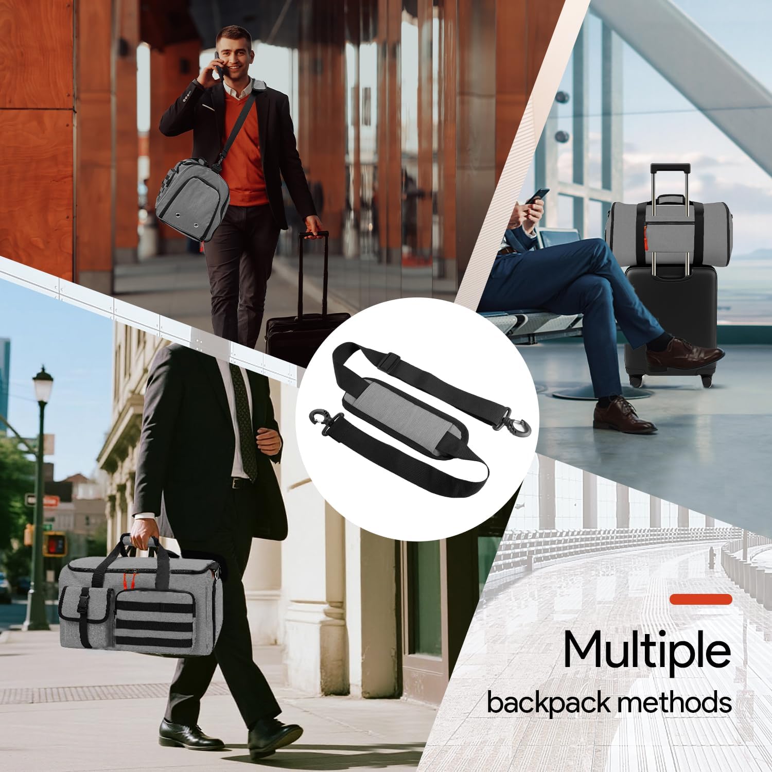 Garment Duffle Bags for Travel, HOMQUIET Convertible Garment Duffel Bag, All YKK Zippers Carry On Garment Bags, 2 in 1 Hanging Waterproof Suit Travel Bag with Shoe Compartment, for Men Women, Grey - Image 7