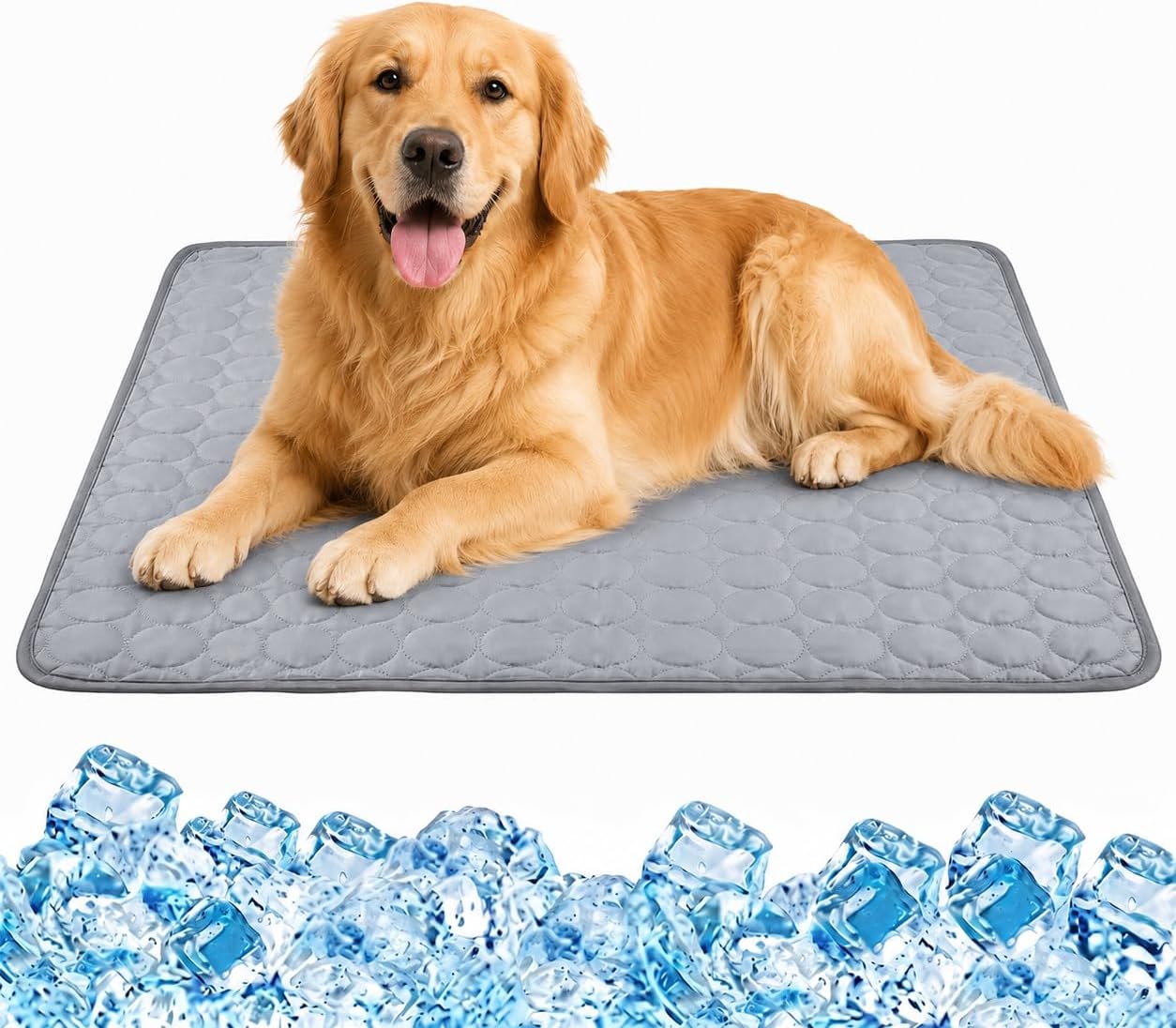 Dog Cooling Mat, 2026 Upgraded Ice Silk Summer Comfort, Self-Cooling Pressure-Activated Mat for Dogs & Cats, Helps Keep Pets Cool and Dry, Washable Non-Slip Pet Bed Mat (Gray, L( 27.6 x 21.7 in))