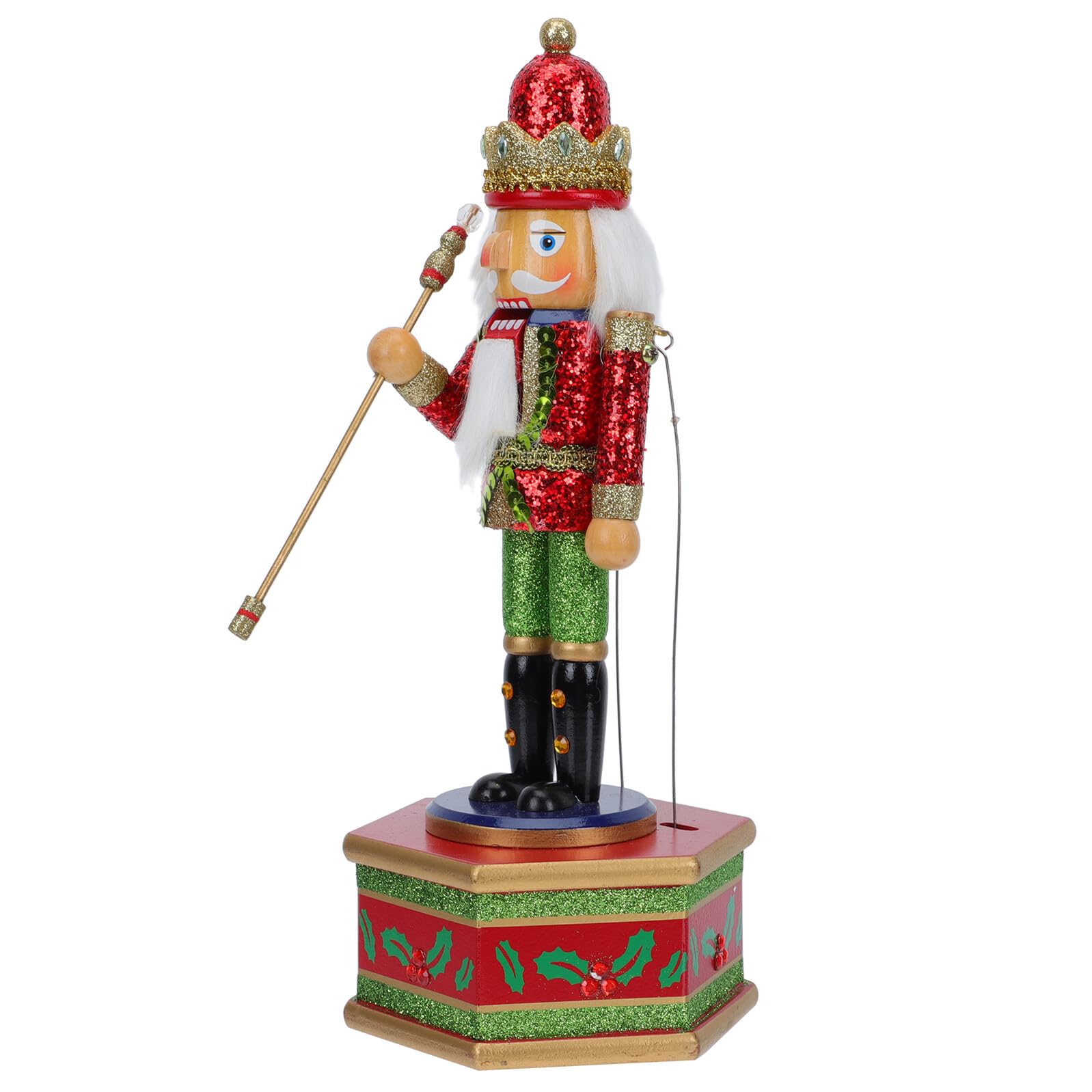 Angoily Caja Musical en Navidad Navideña de Madera Roja Reproducción Musical Portátil y Diseño Original para Adorno de Sala