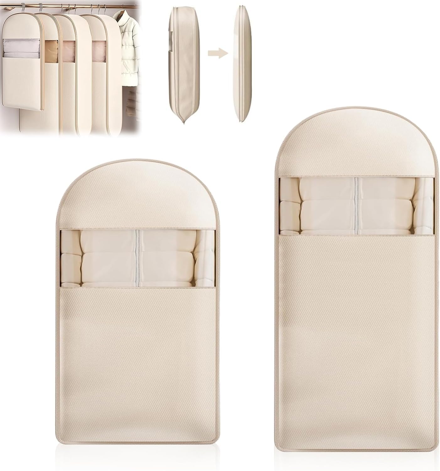 Rongchenghao 2Pcs Sac De Vêtement D'économie D'espace, Sac De Rangement De Vêtements Suspendu Sous Vide Housse Anti - Poussière Pour Manteau De Costume De Doudoune (M + L)