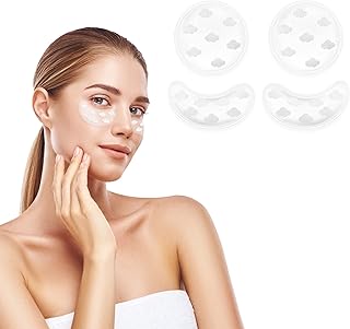 Navaris Cooling Eye Gel Pads - Reusable Cold Compress Patches for Soothing Puffy Eyes - Includes 2 Round Pads and 2 Under Eye Pads - Cloud Design