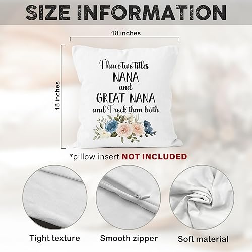 Miniatura 7 de Nana Great Nana Gifts Throw Pillow Covers 18x18, I Have Two Titles Nana and Great Nana and I Rock Them Both Family Thank You Gifts Decor Pillow