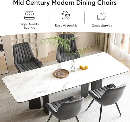 Vista 5 de Nalupatio Juego de 6 sillas de comedor modernas, cómodas sillas de comedor con cojines gruesos, sillas auxiliares de cocina de tela tapizada