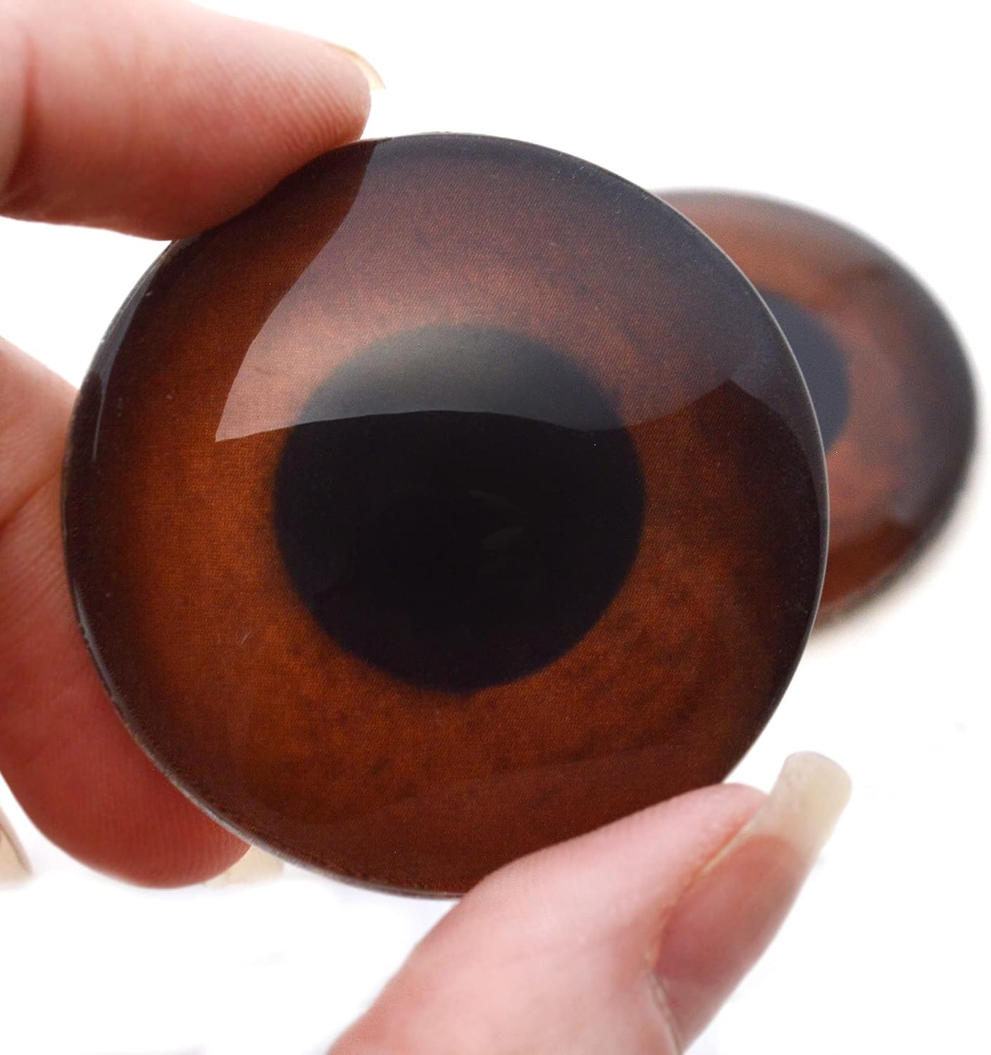 Brown Monkey Glass Animal Eyes | 6mm to 40mm Jewelry Making Art Dolls Taxidermy Sculptures Polymer Clay Eyeball Flatback Domed Cabochons (60mm)