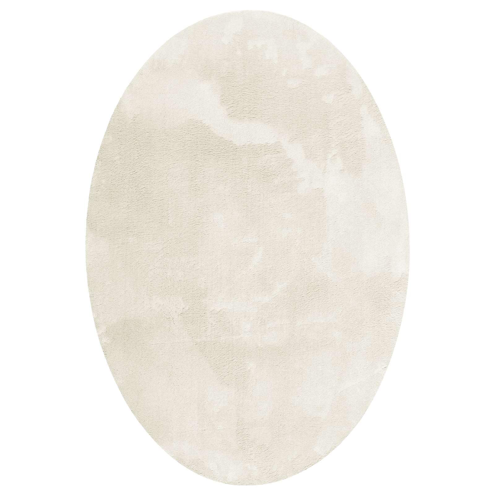 HUARTE Tapis ovale crème 160 x 230 cm - Tapis de salon moderne en polyester - Tapis antidérapant pour couloir et intérieur - Tapis pliable