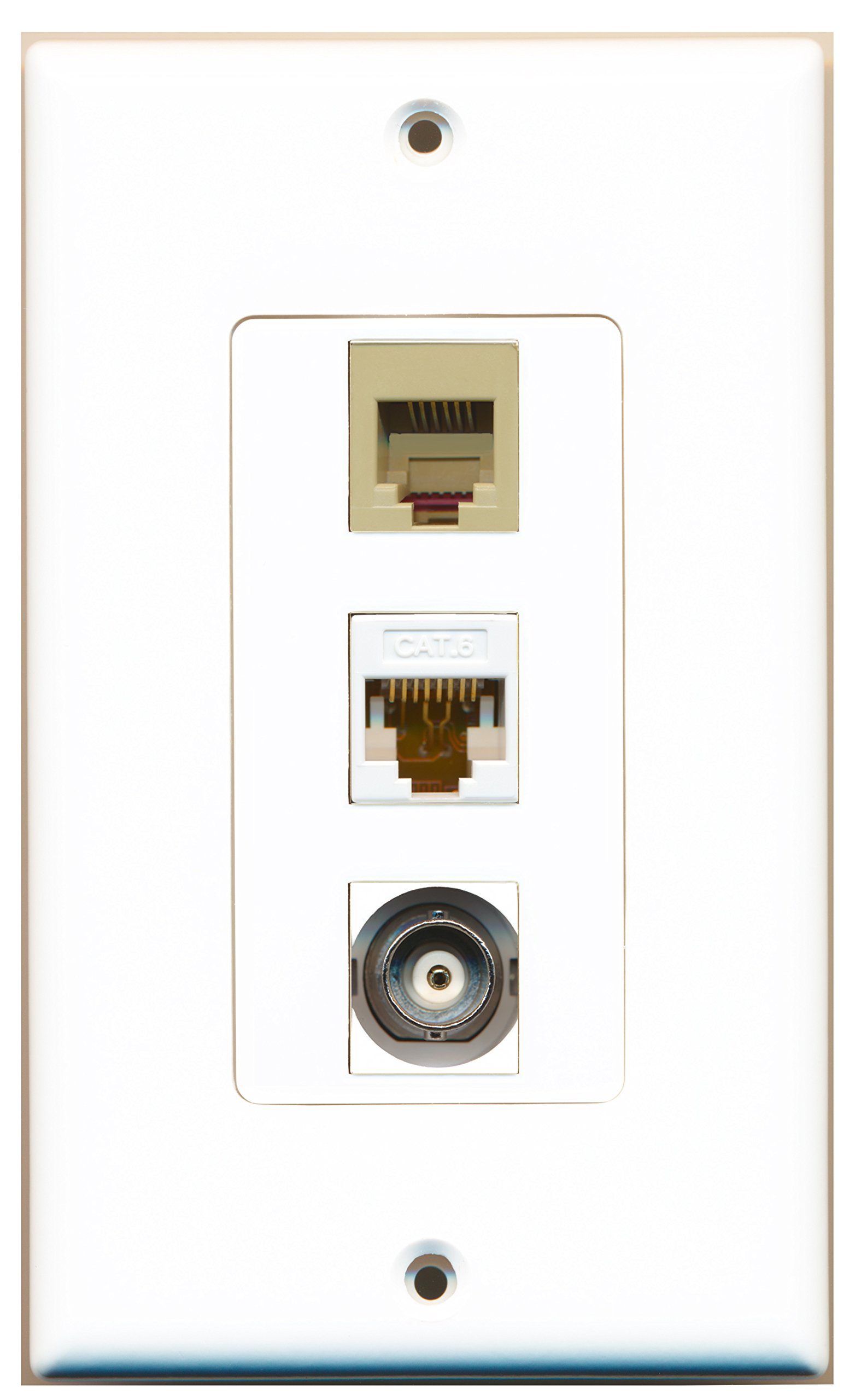 Riteav – 2 Port telefono RJ11 RJ12 beige e 1 porta Ethernet