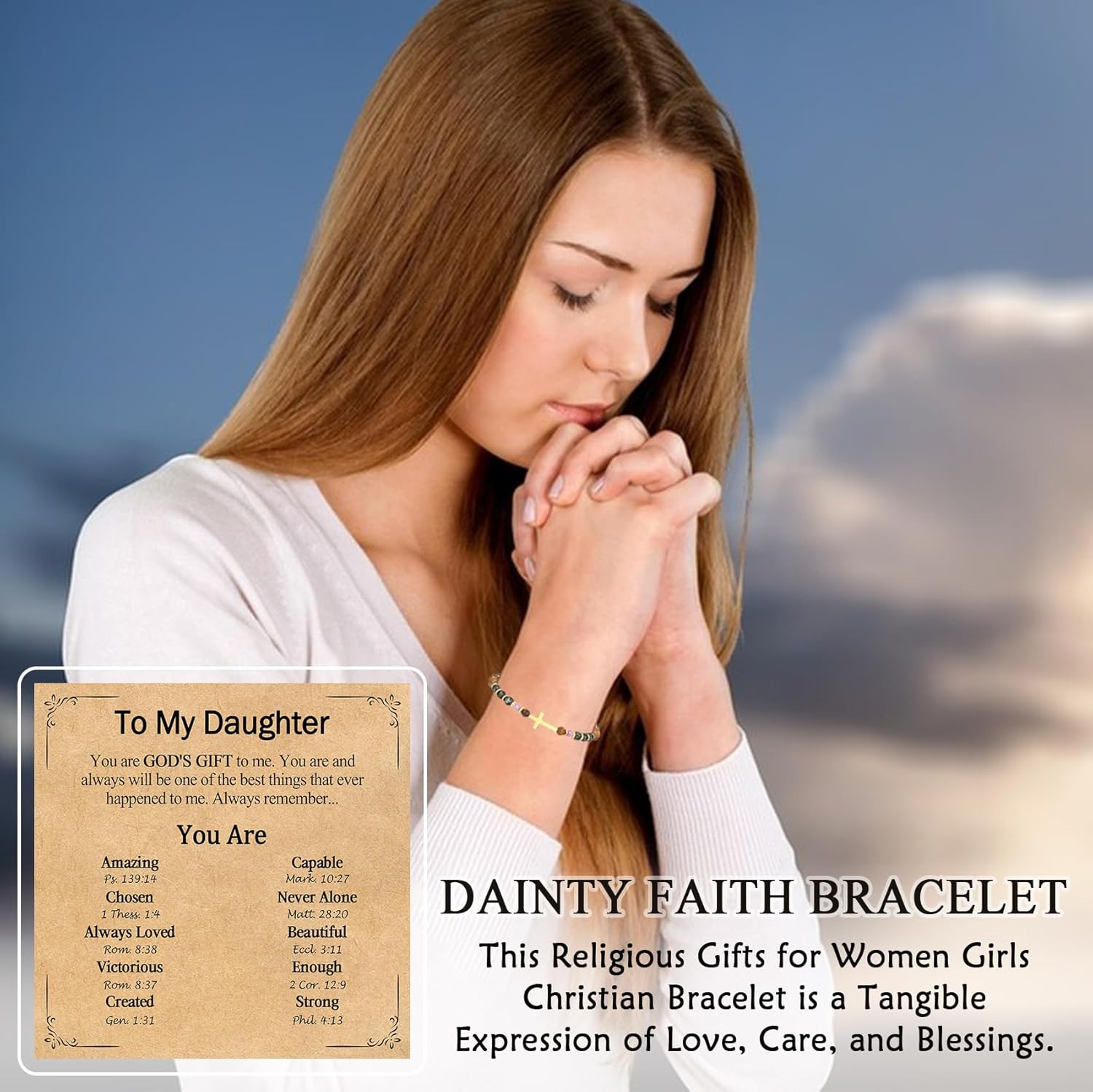 Cross Bracelet for Women, Christian Gifts Adjustable Dainty Cross Bracelet, Christmas Confirmation Baptism Easter Religious Gifts for Daughter Niece Granddaughter Sister Godmother Friend - Image 2