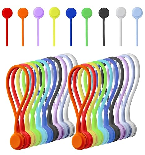 20 Pack Reusable Silicone Magnetic Cable Ties Twist Ties for