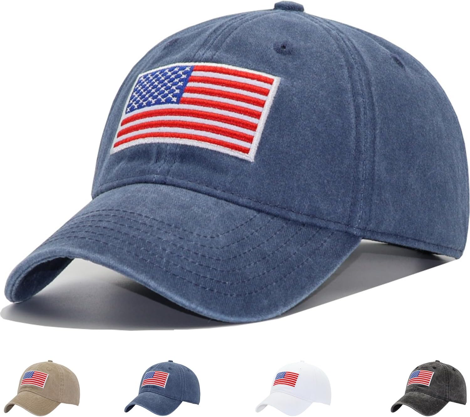 USA Flag Dad Hats, Fits OSFM & XXL Heads, US Patriotic Veterans Army Operator Military Baseball Cap Men Women