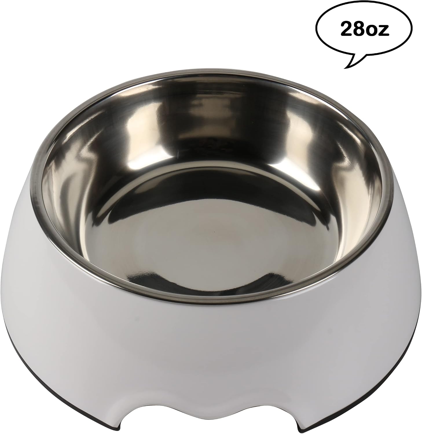 M&BGWPP Melamine Plastic Dog Food Bowl, Non Skid Base，Anti-Slip Pet Feeder Bowls, 2-in-1 Removable Stainless Steel Pet Feeder Holder for Dogs and Cats (28oz 8.66in*2.83in, White) image 3