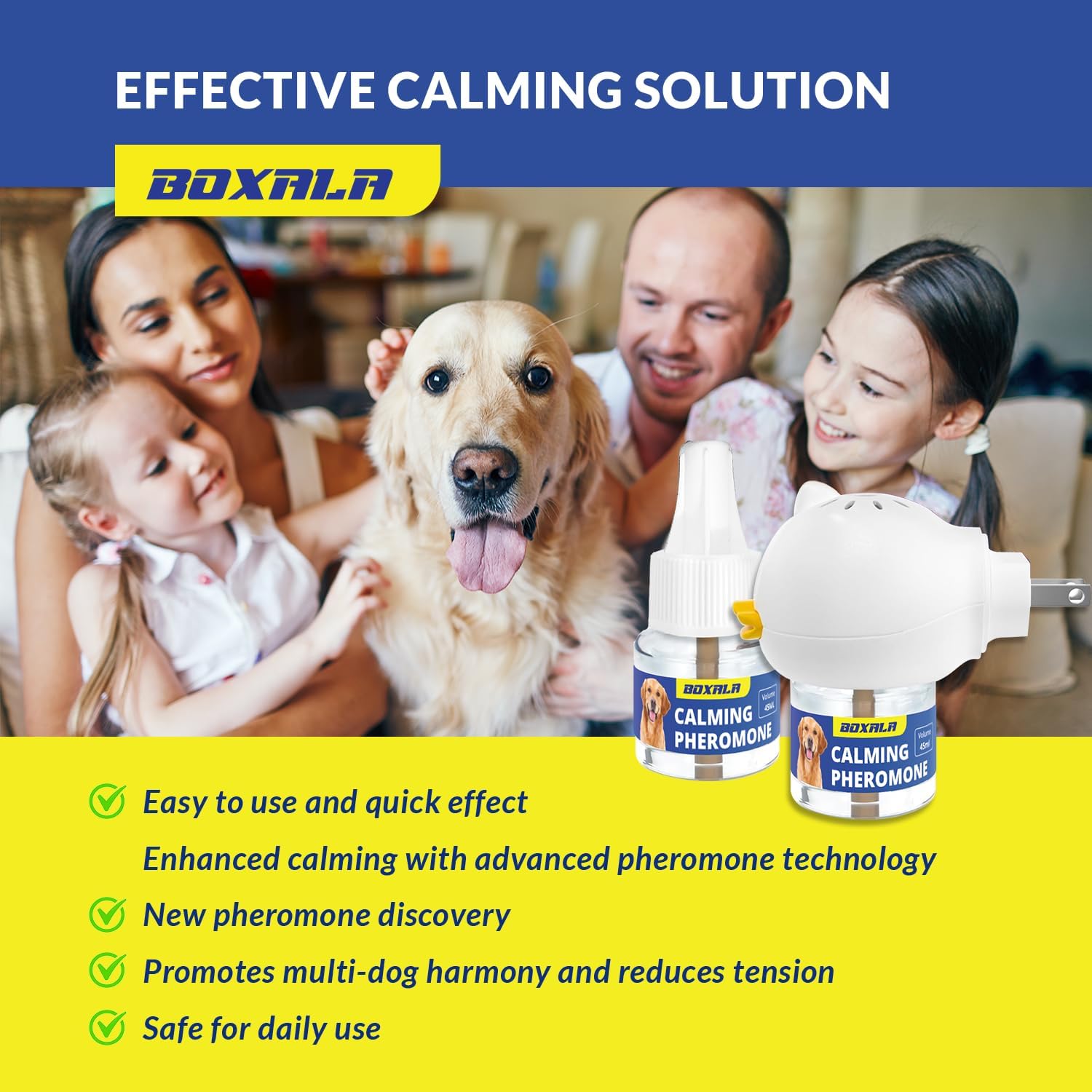 Dog Pheromones Calming Diffuser: Dog Calming Diffuser - Advanced Kit Appeasing Pheromone Diffuser for Dogs - Anxiety Relief for Dogs - Reduce Barking Aggression Fighting Stress - 2 Pack 45ml Refill