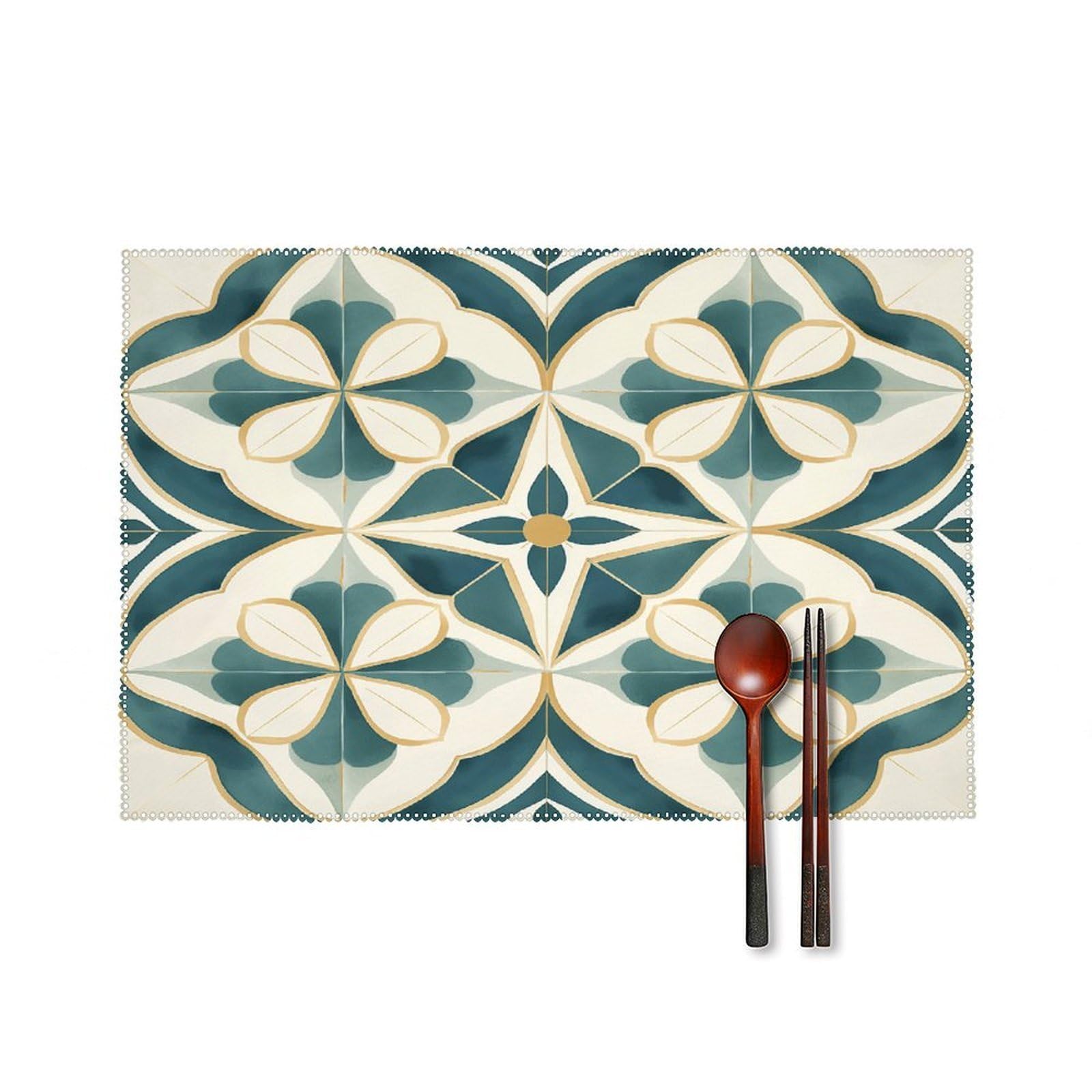 Fekiloot Style Geometric Design Pictures Placemats Set Of 6,Table Mat