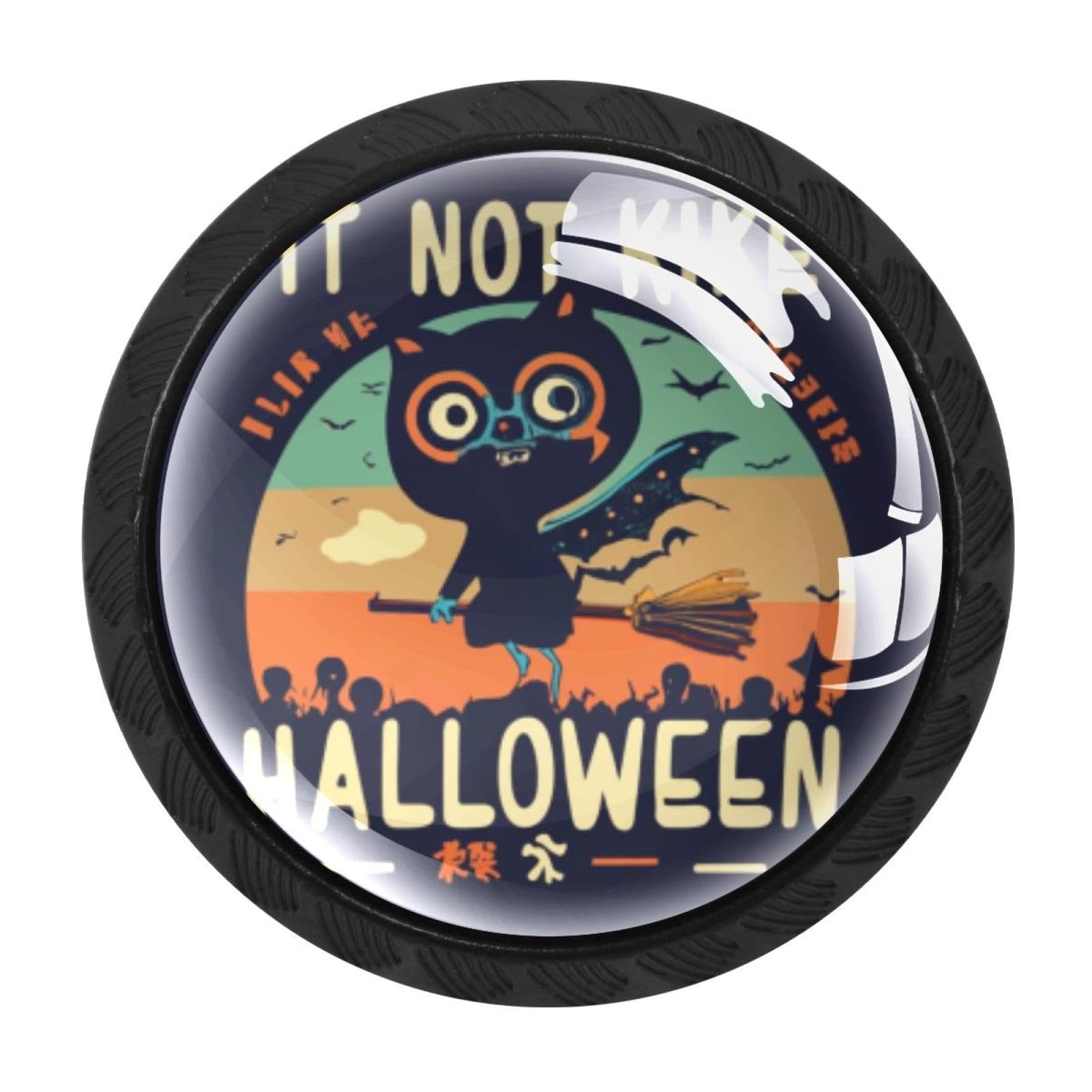 Boutons de tiroir ronds en verre Halloween, lot de 4 pour meubles