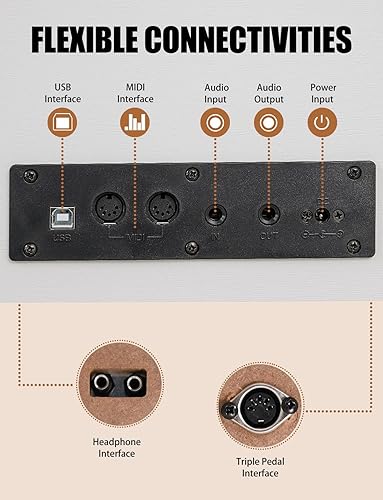 Vista 12 de Piano digital, peso de 88 teclas, eléctrico, escritorio de madera, se transforma de escritorio a tocador, teclado progresivo, acción de martillo