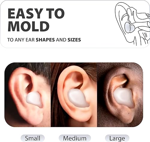 Miniatura 5 de PQ - Tapones de cera de gel de silicona para los oídos, 16 tapones para los oídos, con cancelación de ruido, impermeables, para nadar y dormir,