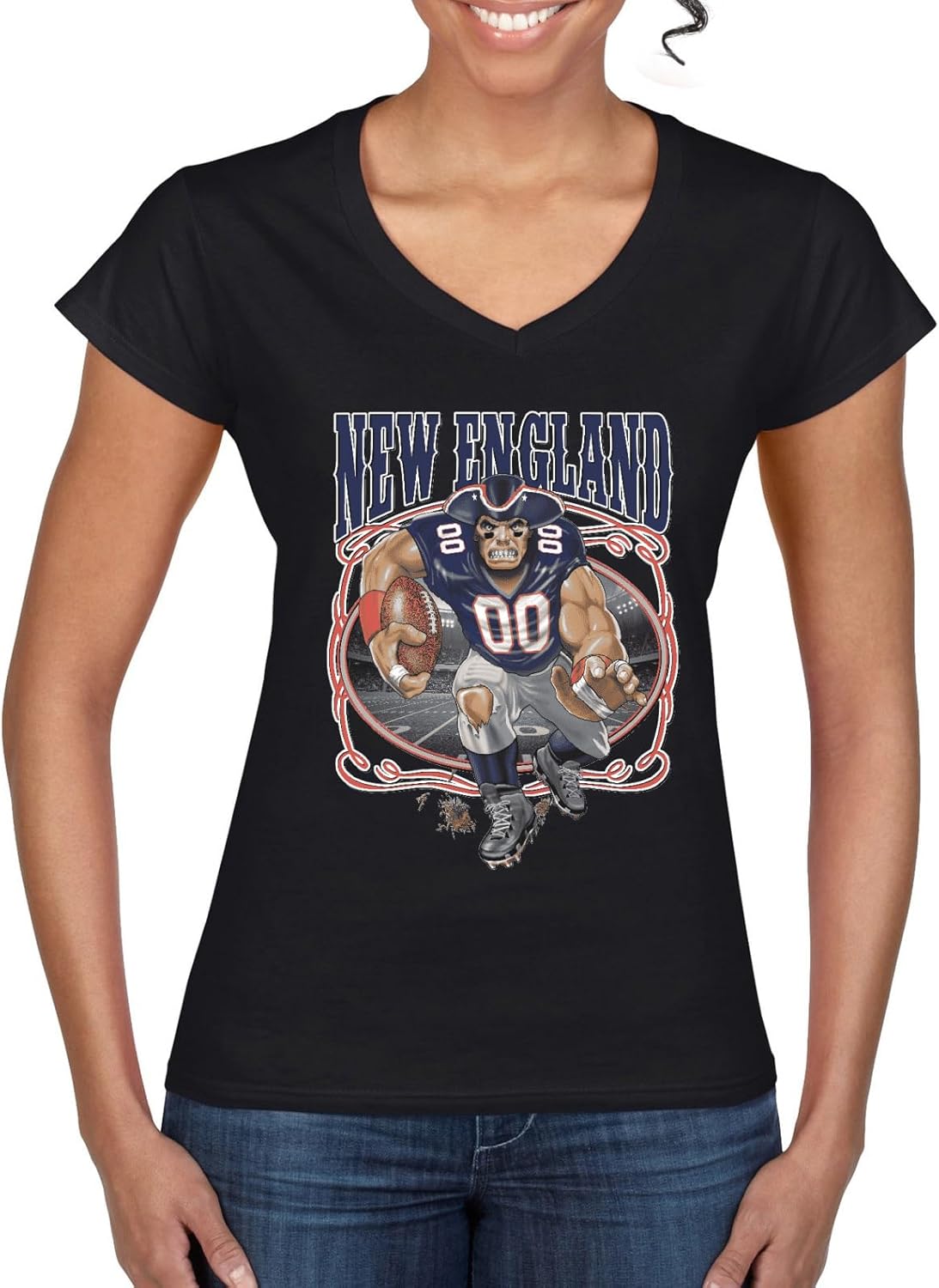Wild Bobby New England Fans | NE Fantasy Football Sports Womens V-Neck Tee