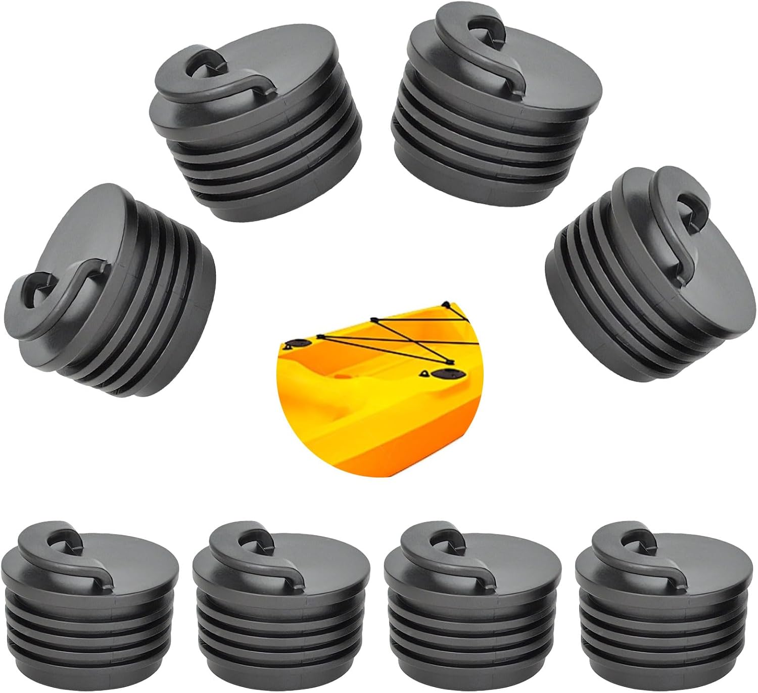 Kayak Scupper Plugs Kits, Push Drain Hole Stoppers, Universal Kayak Plugs with Pull Ring Design Bilge Plugs for Sit on Top Kayaks Canoes & Small Boats (8, L)