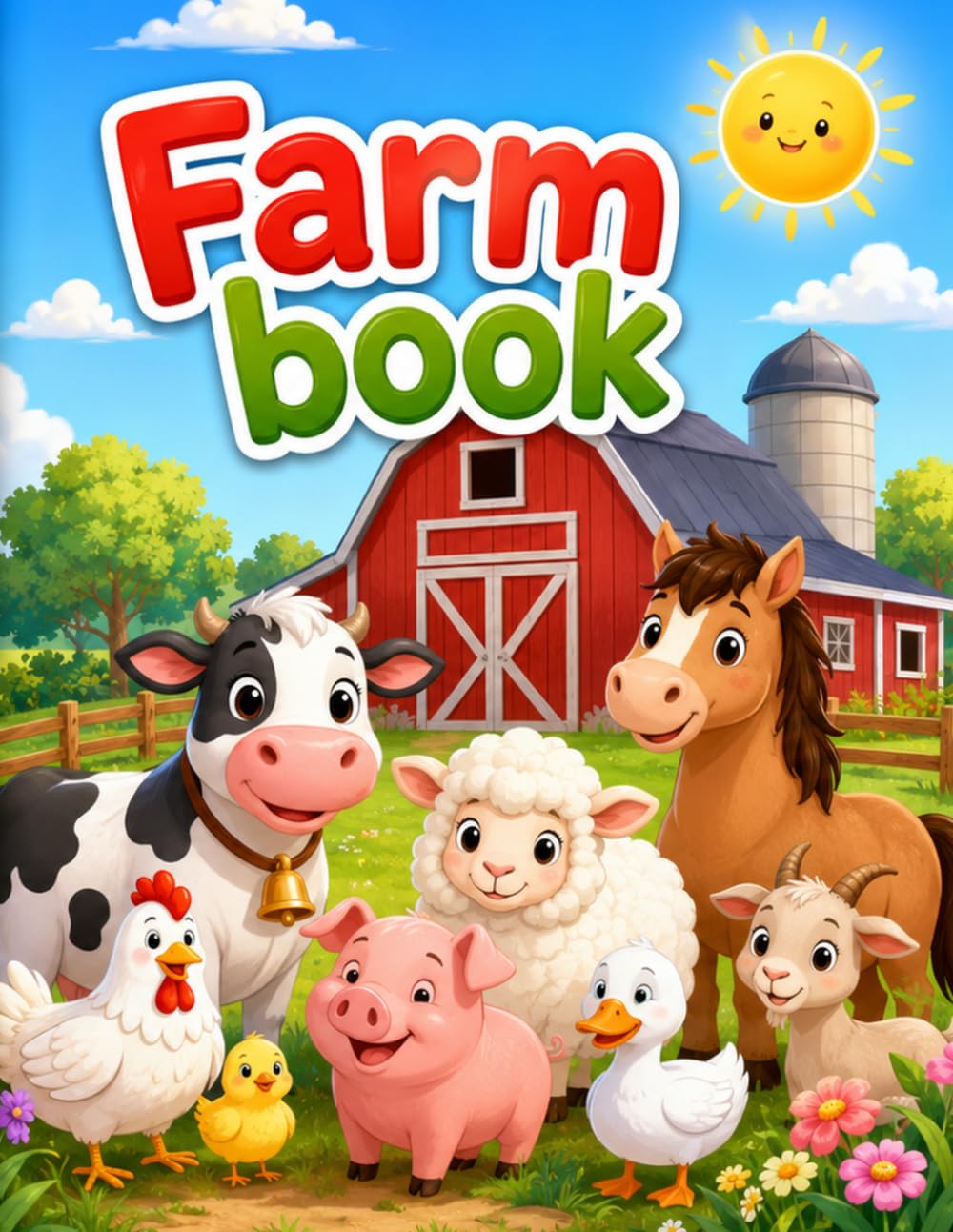 Farm Animals Colouring Book: Fun & Easy Pages for Kids: Easy & Adorable Animal Pages for Kids Ages 3–12