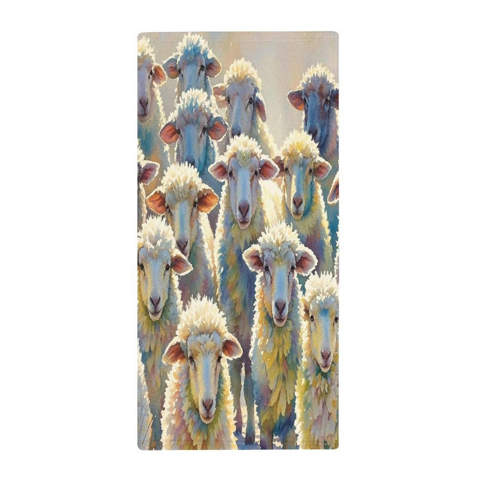 FekiLoot Watercolor Sheeps Hand Towels Coral Velvet Highly Absorbent Towel,Classic Luxury Printed Hand Towels Soft Hands Face Towel for Bathroom Kitchen Salon Workout 13.8 X 28.7 in