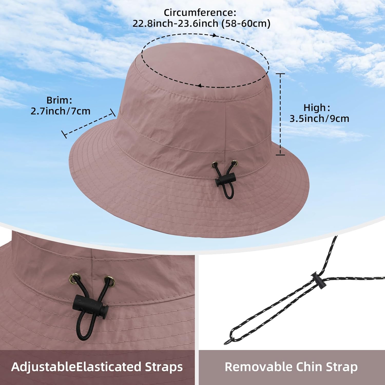 Durio Waterproof Bucket Hats for Woman UPF 50+ Sun Hat UV Protection Packable Rain Hats for Women Lightweight Hiking Hat - Image 3