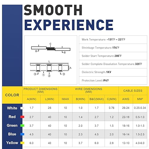 Miniatura 6 de haisstronica Kit de 400 conectores de alambre de sellado de soldadura, conectores de alambre termorretráctiles de grado marino de calibre 26-10,
