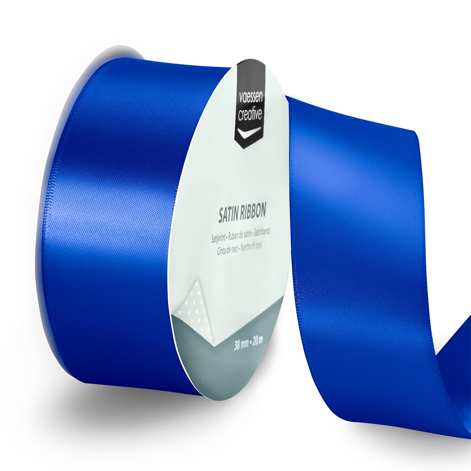 Vaessen Creative Satin Ribbon Bright Blue - 65.6 ft x 1.5" - Thin Ribbon for Gift Wrapping and Crafting