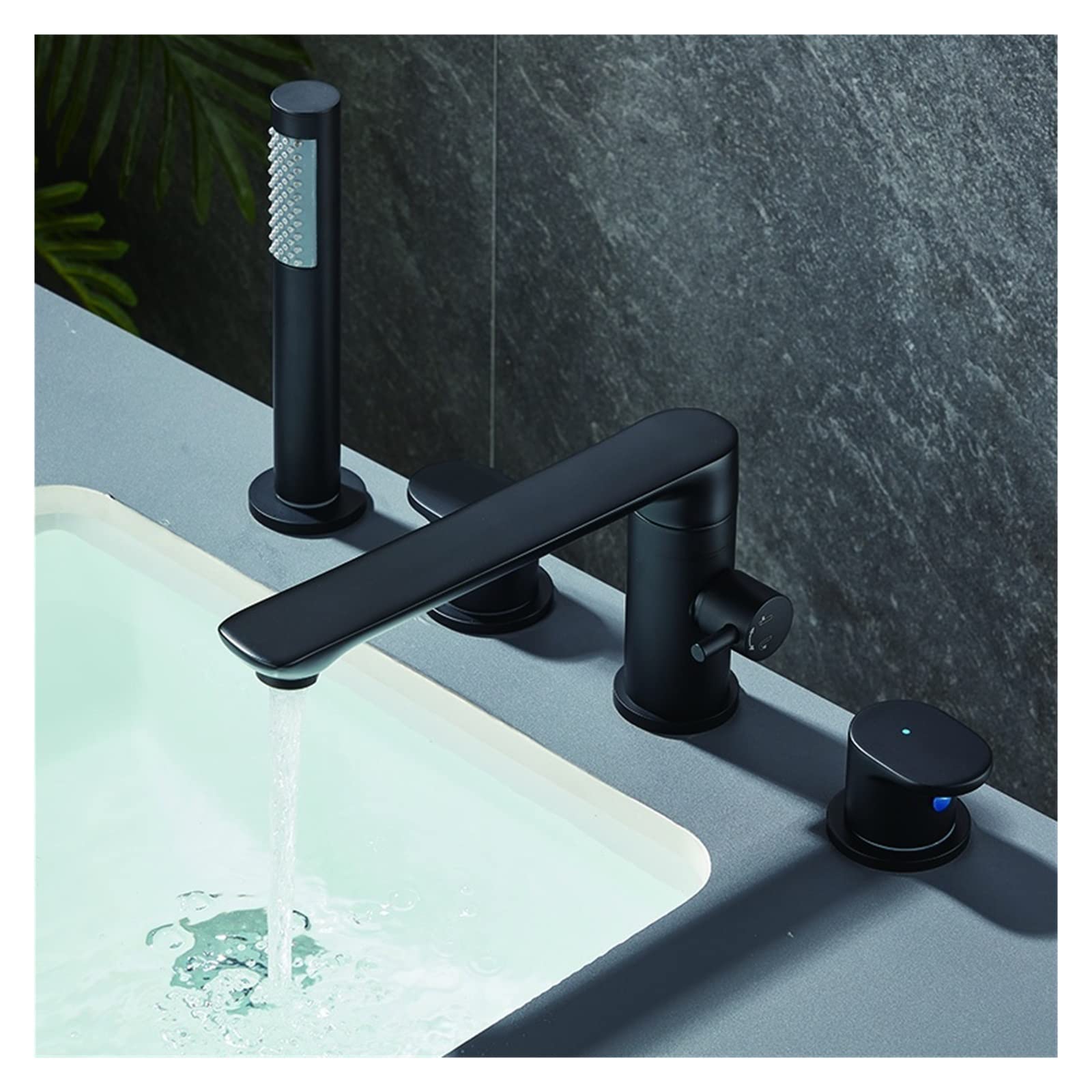 Robinet de baignoire double poignée avec mitigeur eau chaude froide et douche