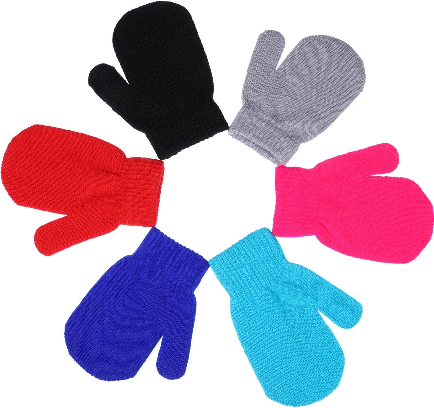 Sumind 12 Pairs Kids Mitten Knitted Toddler Mittens Winter Warm Stretch Gloves Infant Mitten Gloves for Boys Girls (Bright Colors) - Image 6