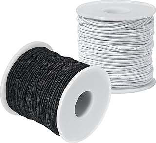 Elastic String for Bracelets Making - Cuttte 2 Rolls 1.2MM Bracelet String Elastic Total 109 Yards, Sturdy Stretchy String for Bracelets, Elastic Cord for Jewelry Making, Necklaces (Black and White)