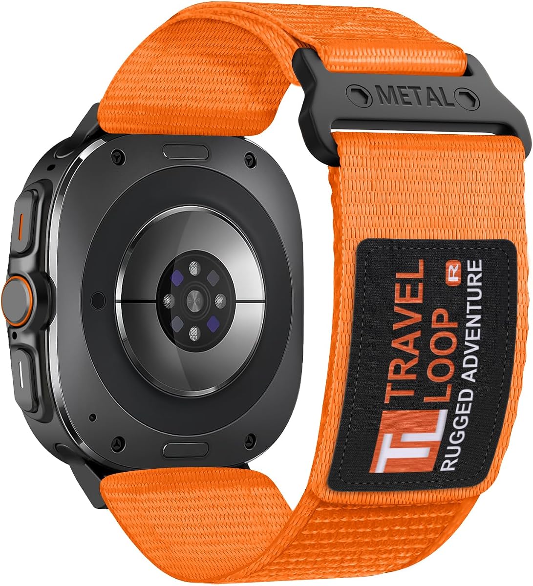 Nylon resistente para Galaxy Watch Ultra/Ultra 2 Band 47 mm (2026/2025/2024) Hombres | Un clic, L, sin espacios, tela, tejido, bandera de rayas y estrellas, pulsera, ajustable, deportiva, correa para Samsung Galaxy Watch Ultra 9/8/7