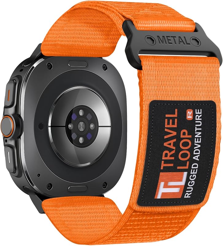 Nylon resistente para Galaxy Watch Ultra/Ultra 2 Band 47 mm (2026/2025/2024) Hombres | Un clic, L, sin espacios, tela, tejido, bandera de rayas y estrellas, pulsera, ajustable, deportiva, correa para Samsung Galaxy Watch Ultra 9/8/7