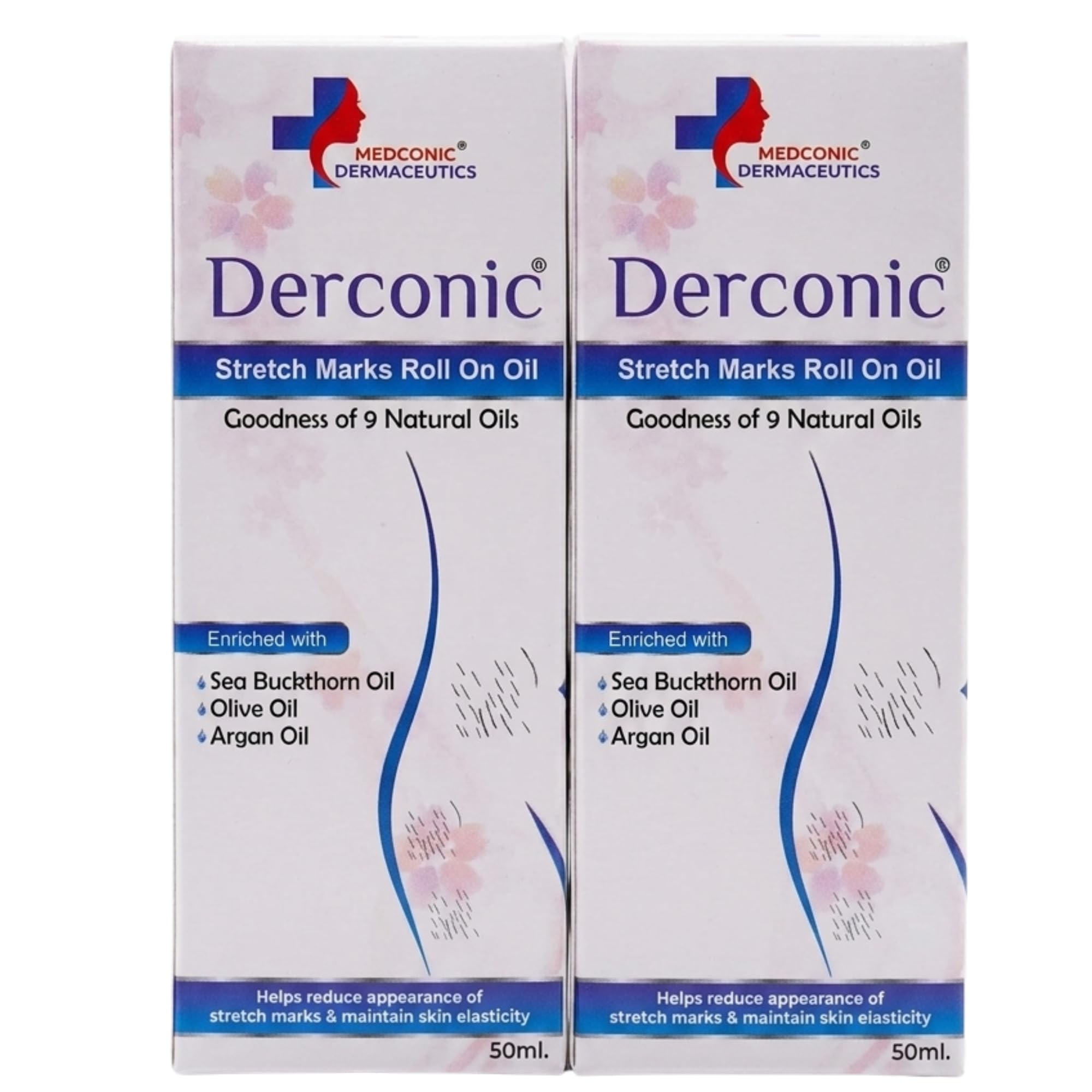 Derconic Stretch Marks Roll On Oil 50ml with 9 Natural Oils Daily Skin Care Oil for Skin Hydration and Elasticity Support (Pack of 2)-image-13