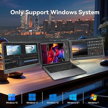 KPKUE Laptop Screen Extender, 14 1080P FHD IPS Dual Portable Monitor for Laptop, Compatible with 11.6 -15.6 Laptops, One USB-C Cable Plug and Play (Windows only)