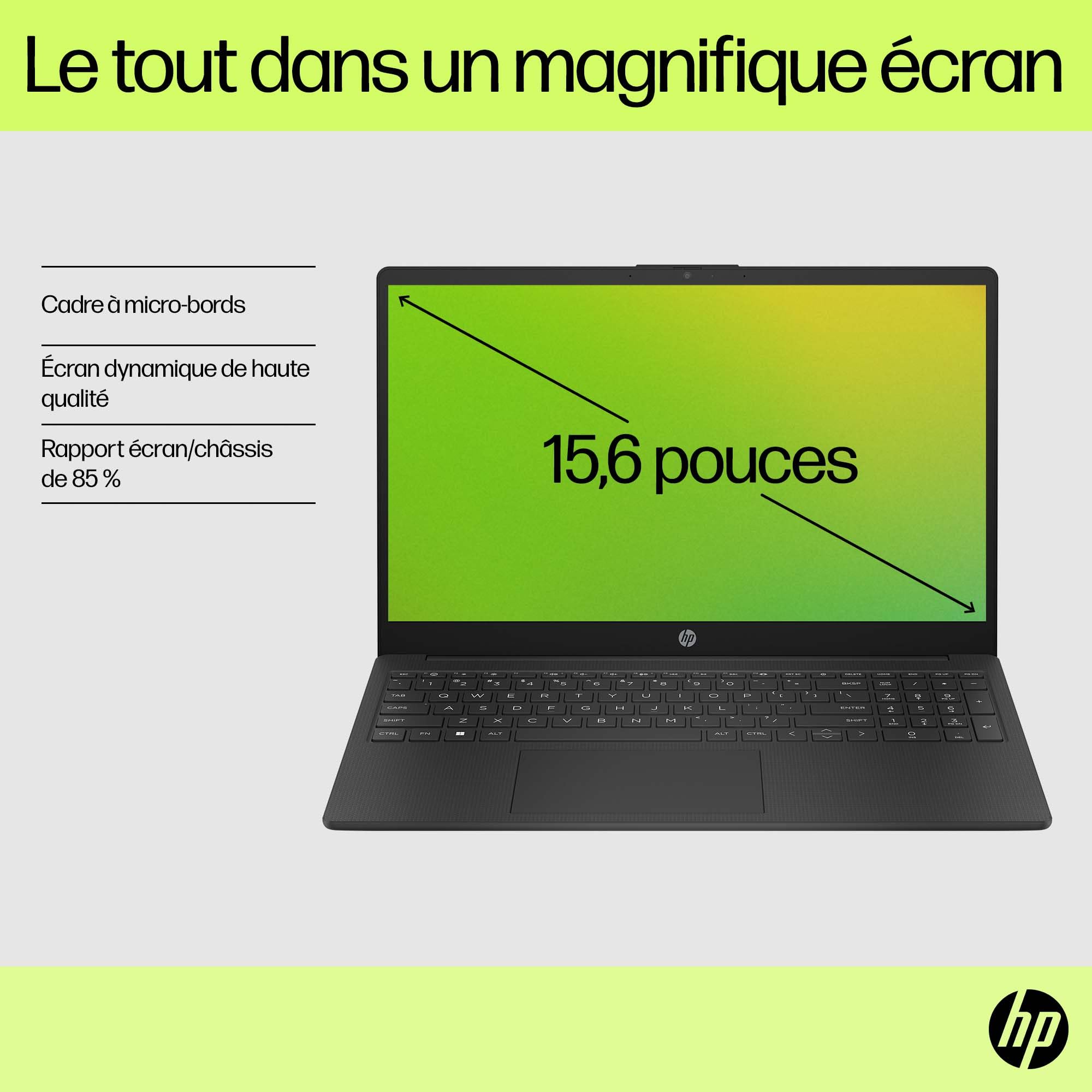 HP 15-fd0001sf 15,6" laptop FHD, laptop (Intel Celeron N100, 4 GB RAM, UFS 128 GB, grafika Intel UHD, Windows 11), szary laptop, AZERTY, Microsoft 365 Personel 12 miesięcy w zestawie