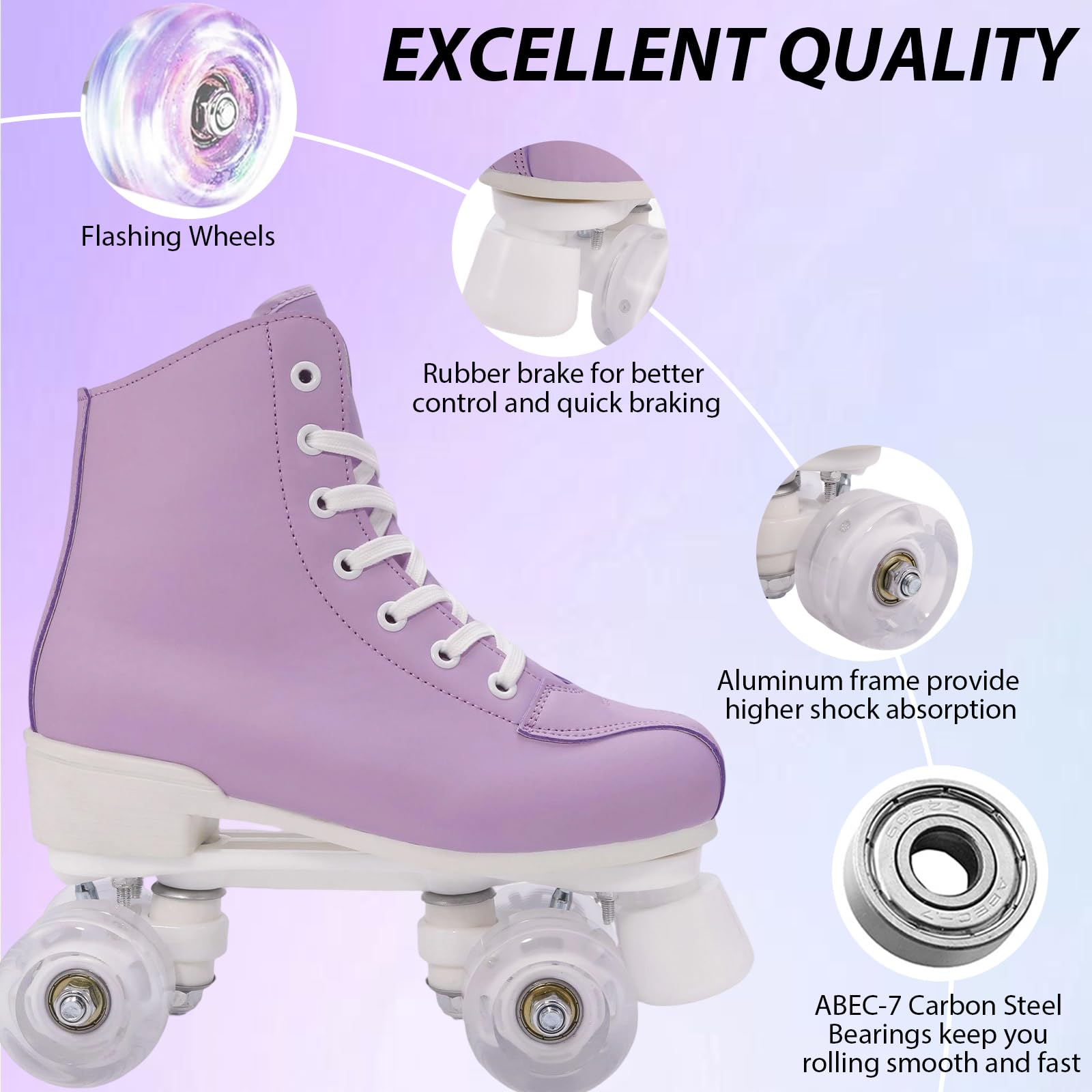 XUDREZ Patines de ruedas para mujeres y niñas, patines Derby para adultos, color verde menta, patines de cuatro ruedas para principiantes, al aire libre e interiores