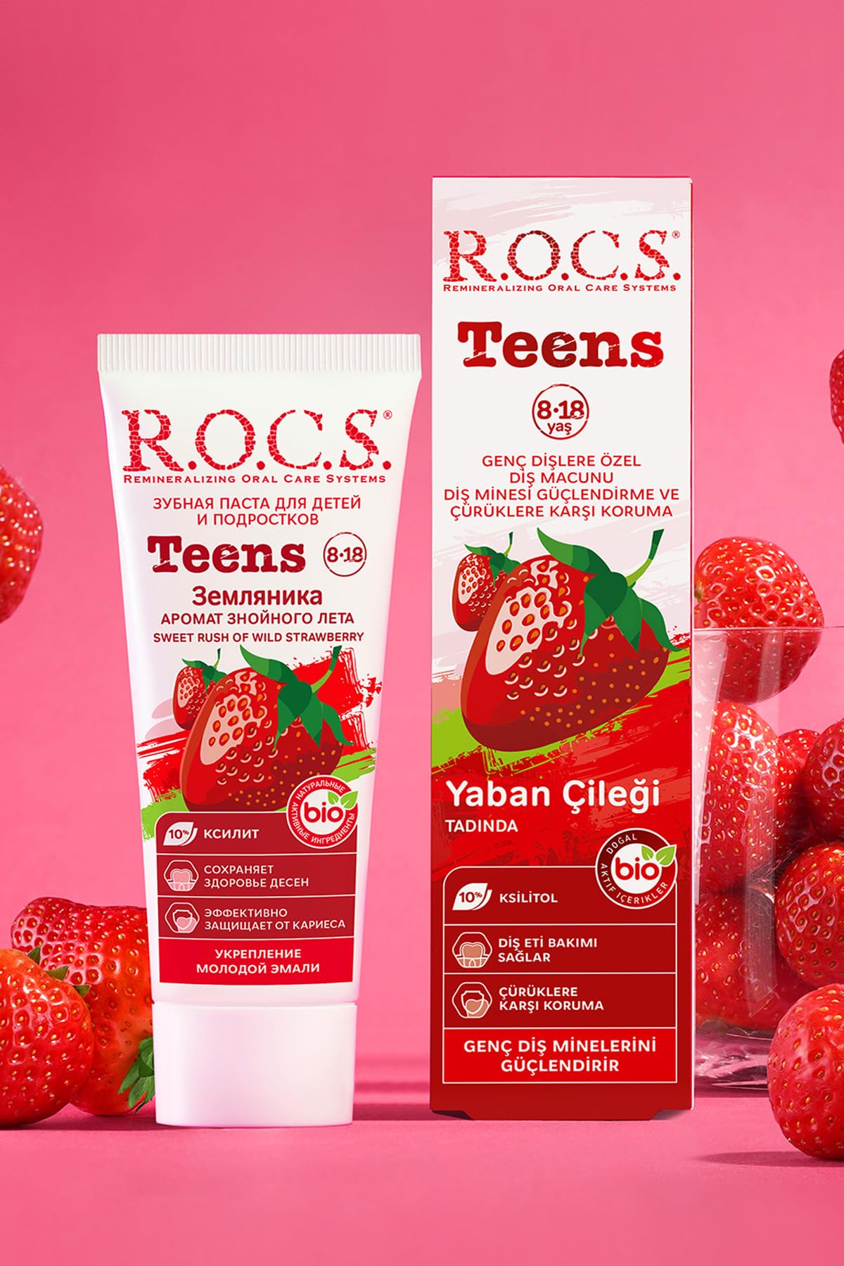 R.O.C.S. Teen 8-18 Yaş Yaban Çileği Tadında Diş Macunu 1 Paket(1 x 74 g)
