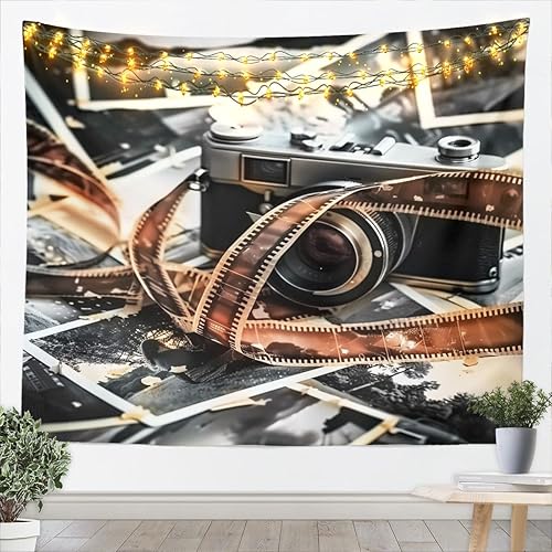 Homewish Tapiz con temática de fotografía, película fotográfica vintage para colgar en la pared, para niños, adolescentes, mujeres, hombres, fotos