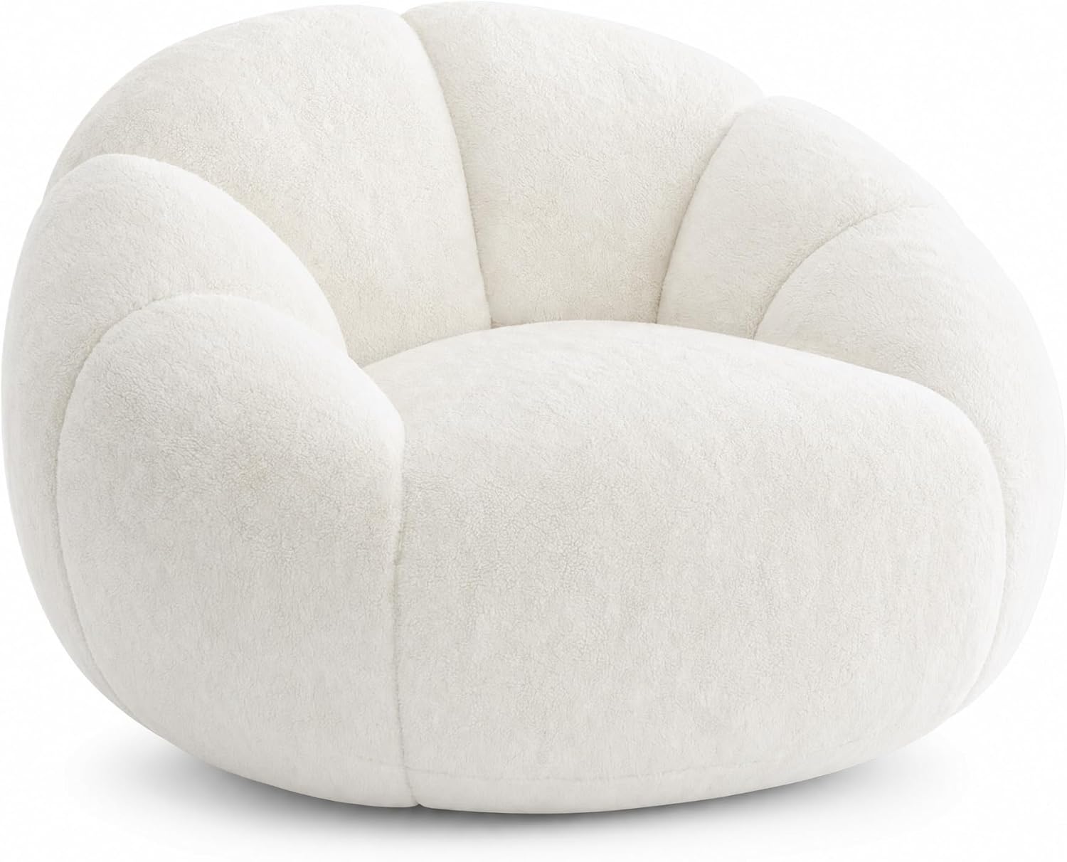 MOJAY Bean Bag Chair for Adults, Floral Shaped Bean Bags, Deep Sink-in Breathable Memory Foam Teen Bean Bag Chair, Easy to Clean Faux Fur Bean Bag Sofa, Comfy Chair for Living Room & Dorm (Cream)