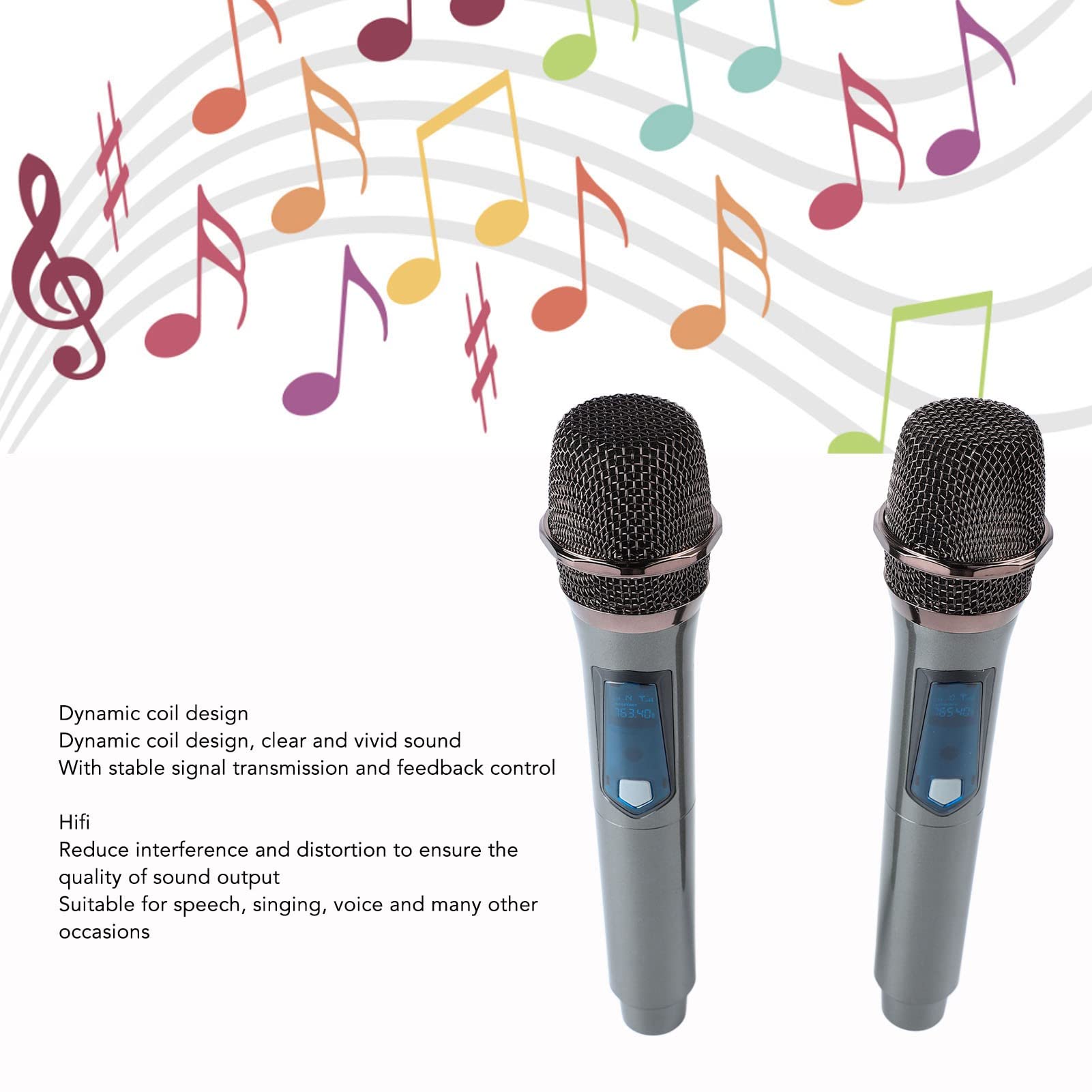 Tomantery Wireless Handheld Microphone System, 1 for 2 UHF Dynamic Cordless Mic for Outdoor Home, Outdoor Home Singing Microphone, Wireless Microphone for KTV