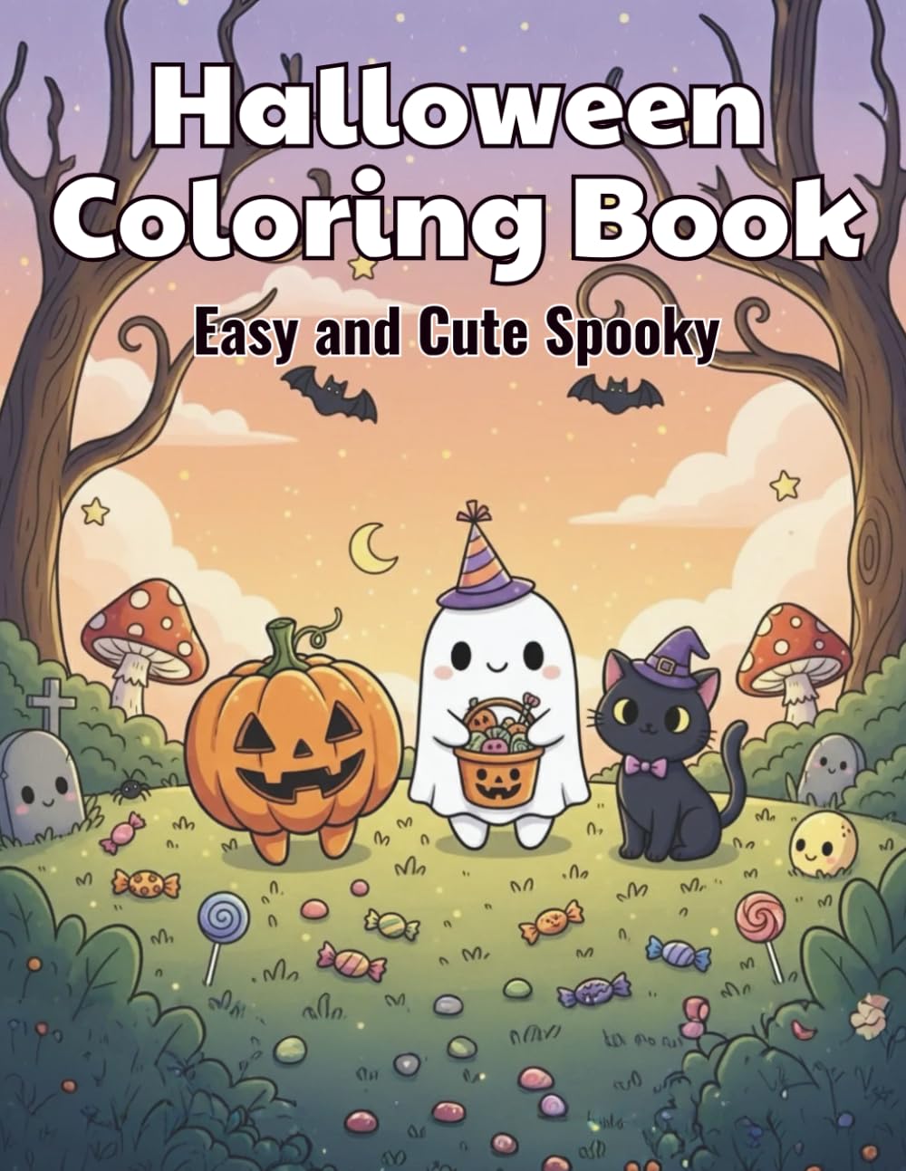 Halloween Coloring Book for Kids Ages 4-8: Easy and Cute Spooky Fun Pages: Simple and Adorable Coloring Designs with Pumpkins, Ghosts, Bats, and Witches for Hours of Halloween Fun