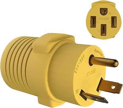 50 Amp to 30 Amp RV Adapter Plug, TT-30P Male to 14-50R Female RV Power Adapter, Compact Dogbone Replacement, Heavy Duty Electrical Converter, 125V 3750W for RV Camper Trailer