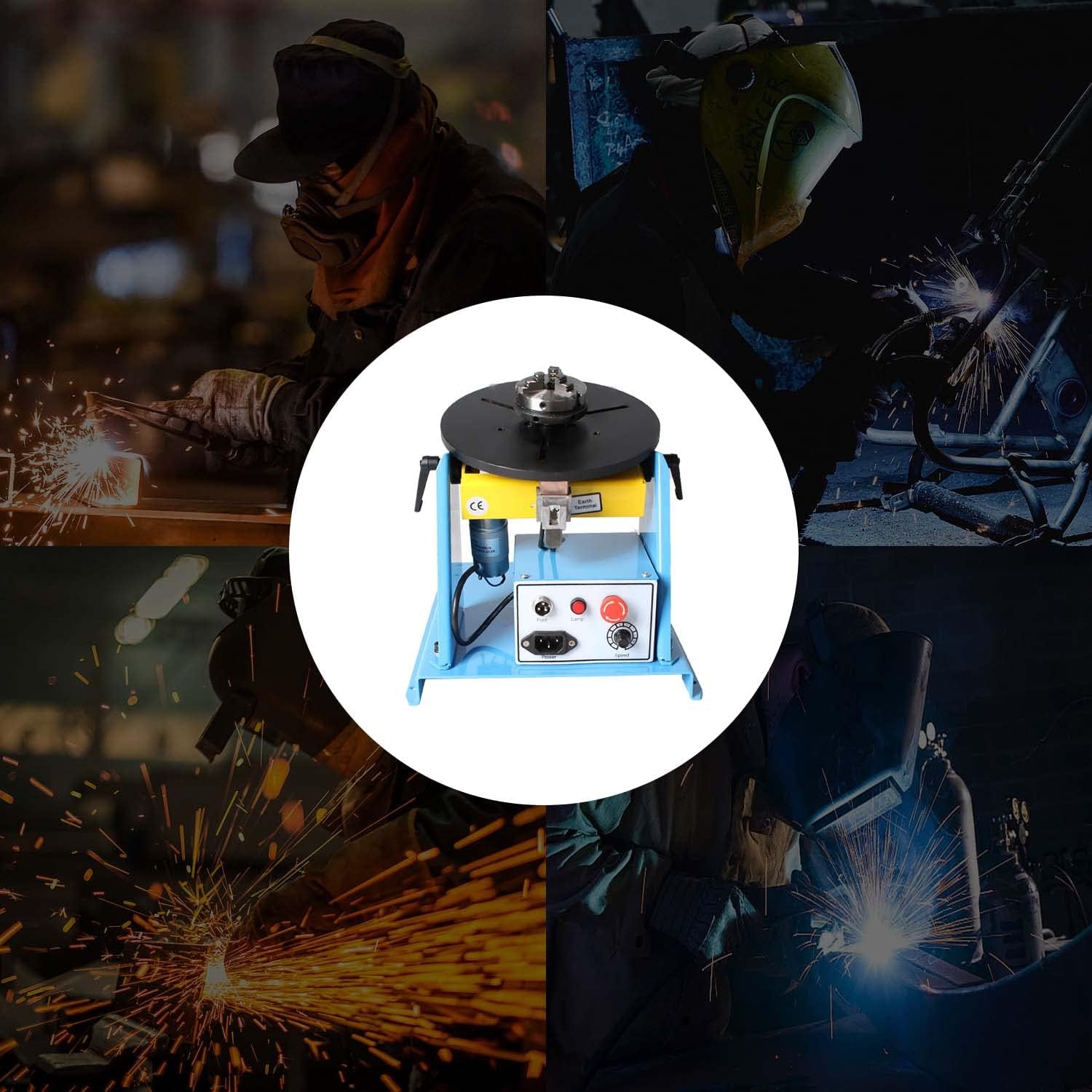 10KG Rotary Welding Positioner Turntable Table, LEHUNDI HD10 110V 0 to 90° Welding Positioner Positioning Turntable Rotational Speed 2-20 r/min Portable Welder Positioner Turntable Machine - HD10