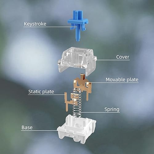 Miniatura 3 de Teclado mecánico para juegos con interruptores azules, interruptor de clic SMT RGB de 3 pines, a prueba de polvo e impermeable (azul, 36 piezas)